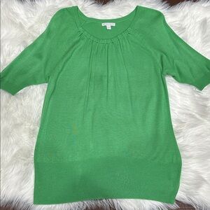 👉 New York & Company Green Short Sleeve Knit Sweater Top Size L